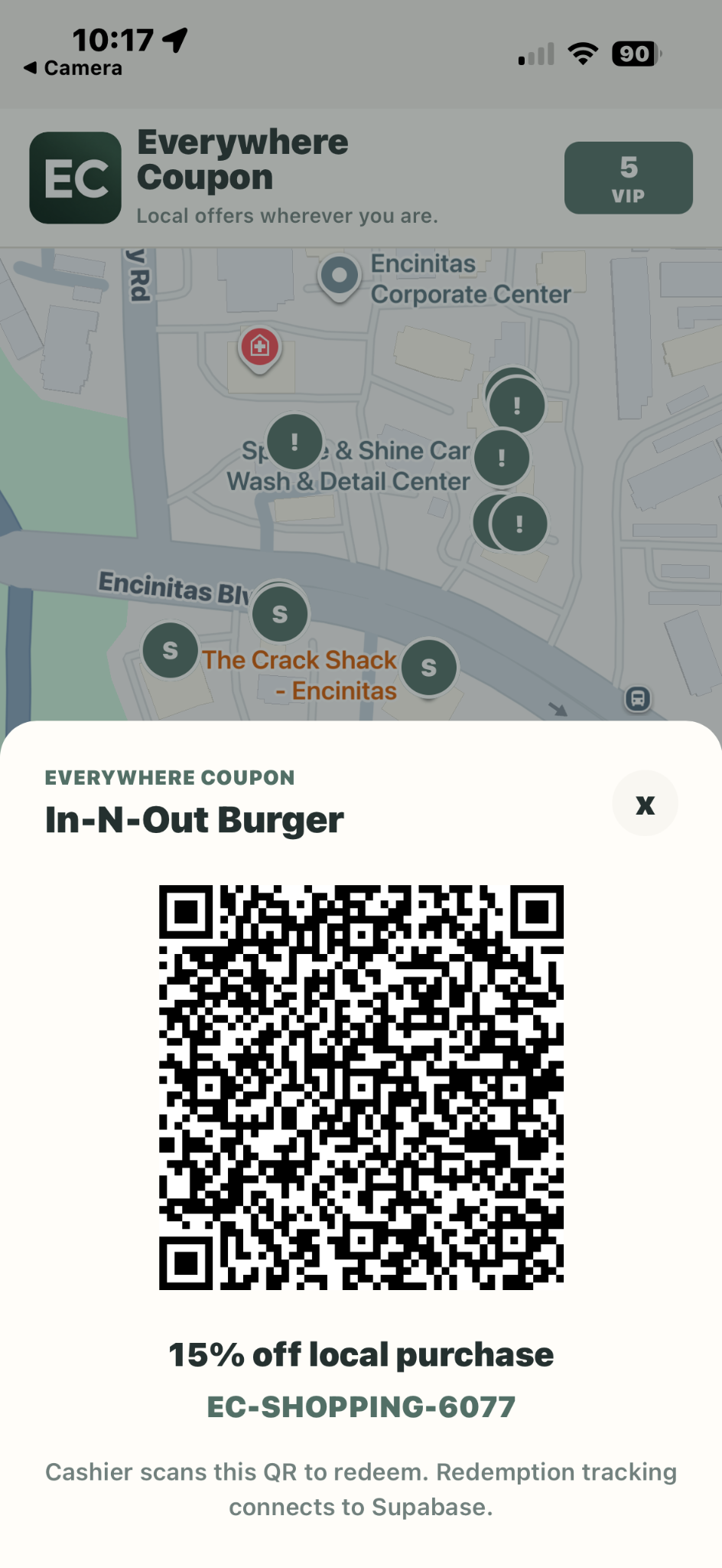 Everywhere Coupon QR coupon for local purchase redemption