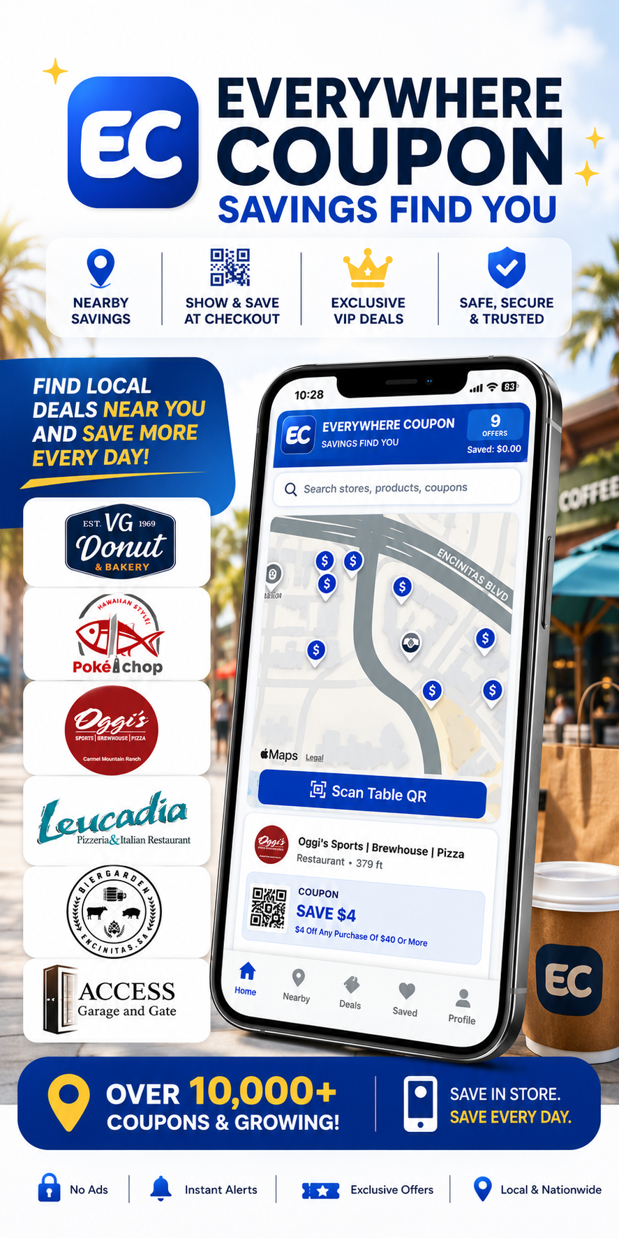 Everywhere Coupon has over 10,000 coupons and growing from top brands, restaurants, and local businesses